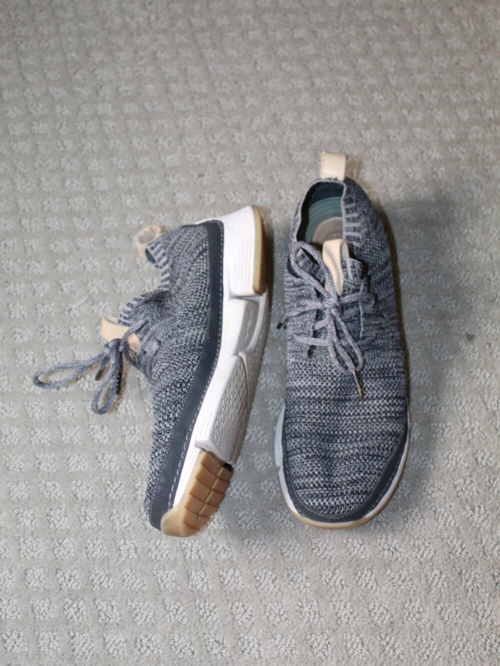 Clarks Men's 10 Trigenic Variegated Grey Knit Casual Low Top Lace Up Loafers